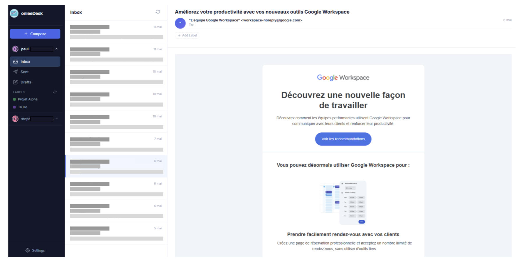 onleeDesk Interface
